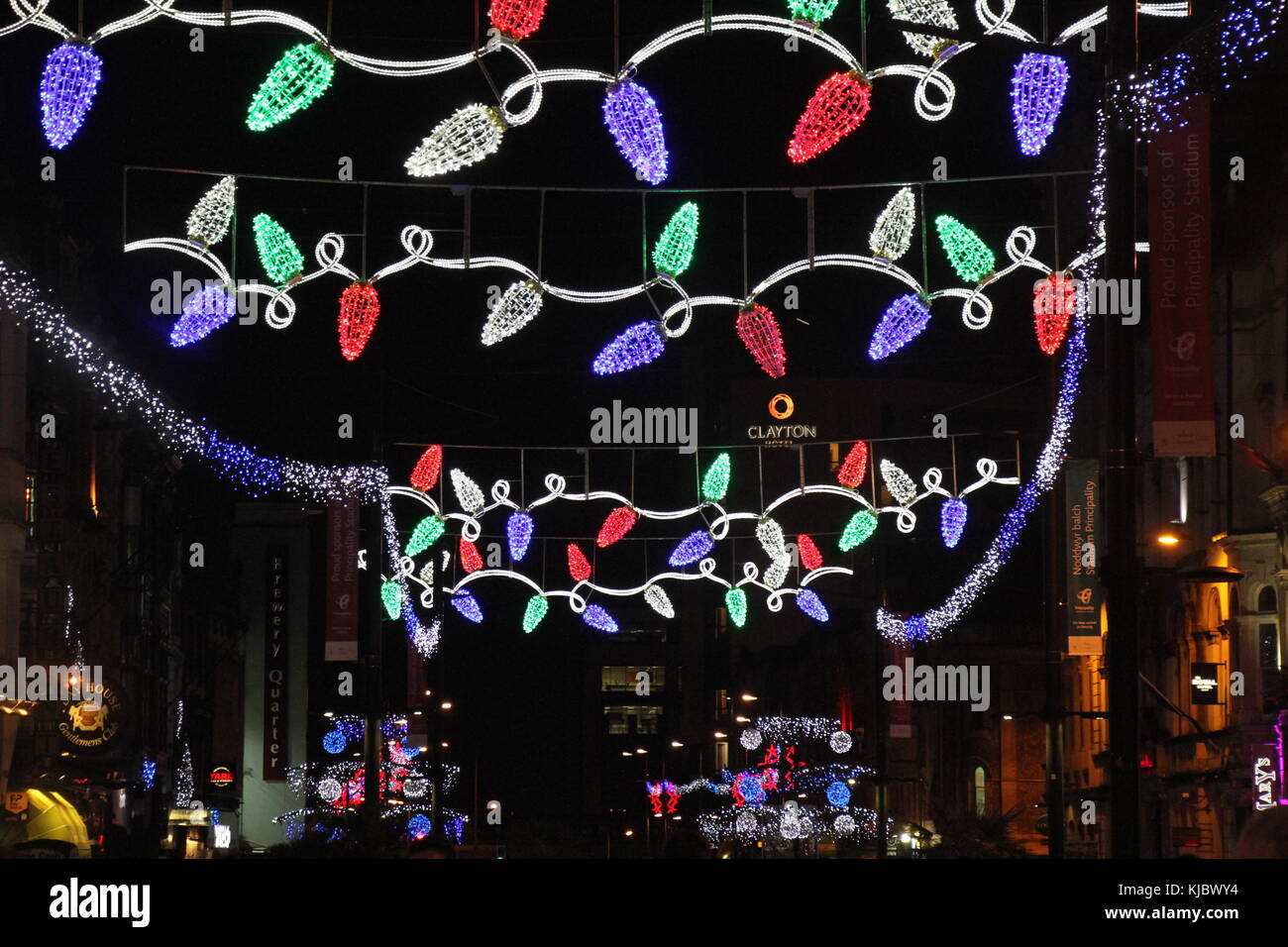 Cardiff Christmas lights Stock Photo Alamy