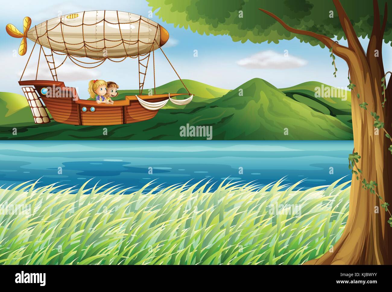 Women at the river Stock Vector Images - Alamy
