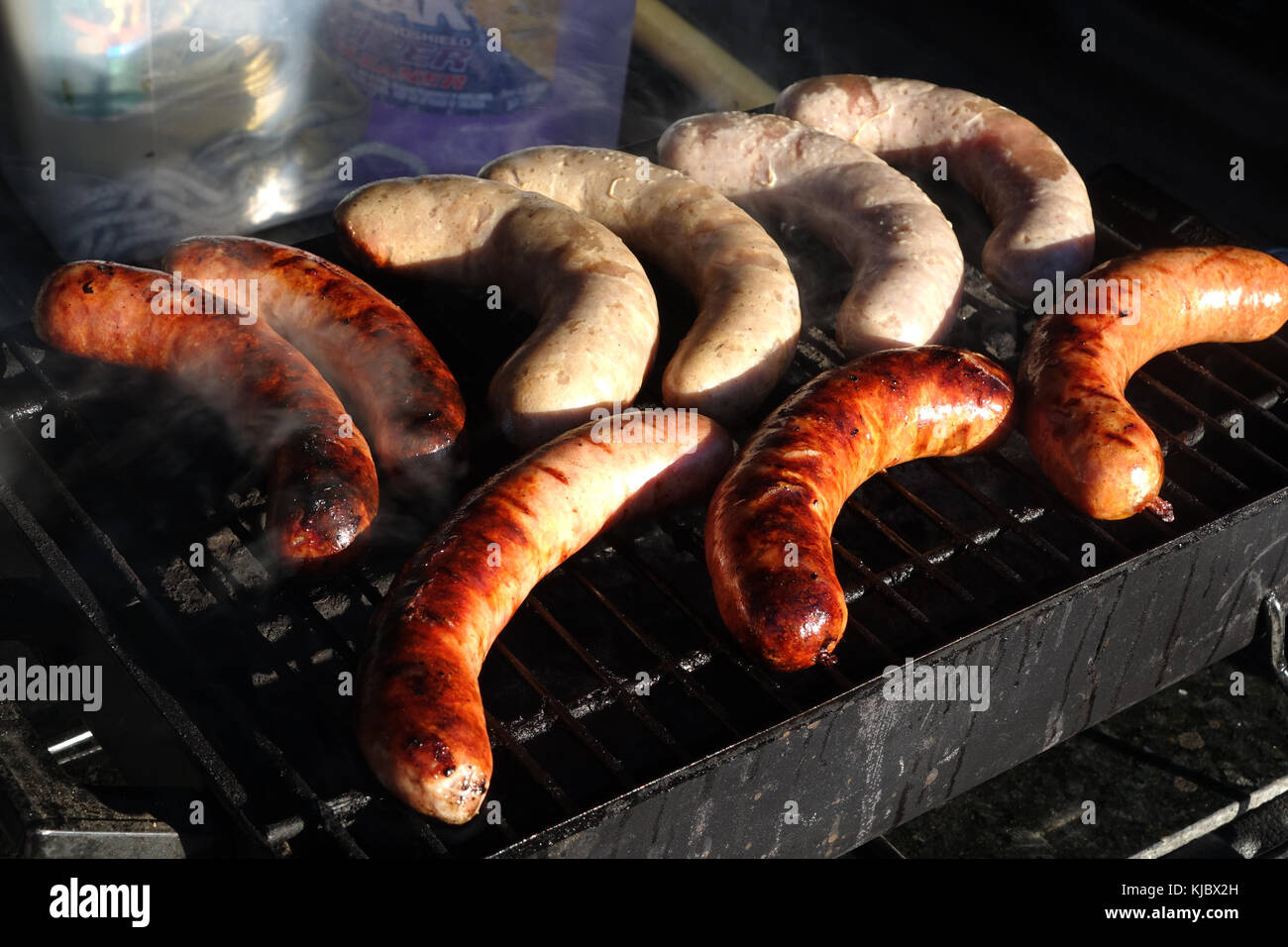 Brats on a barbeque Stock Photo