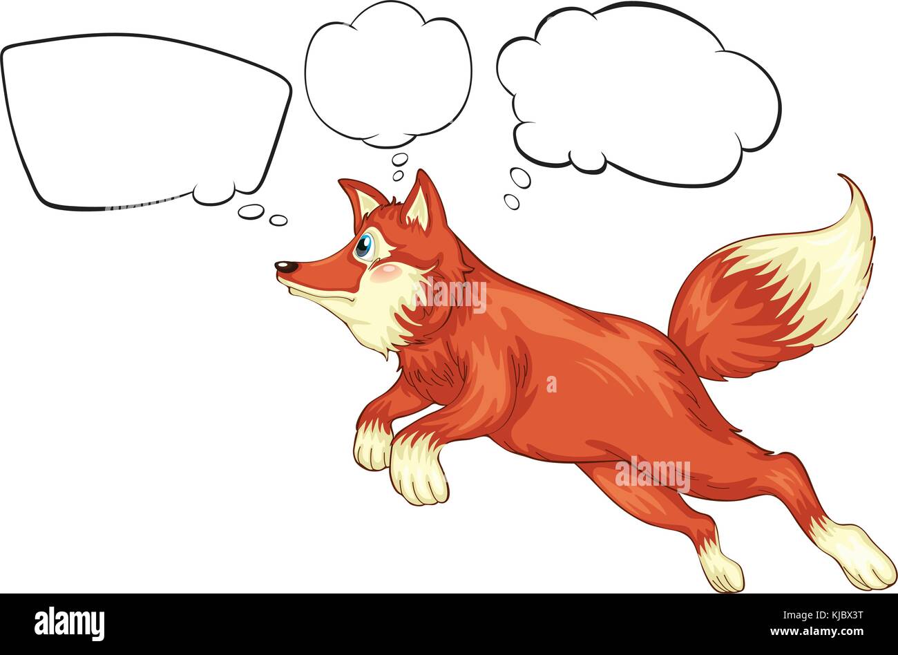 illustration of a fox in a jumping position with empty thoughts on a ...