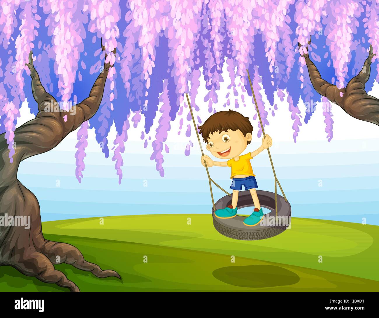 Illustration of a little boy playing at the park Stock Vector Image ...