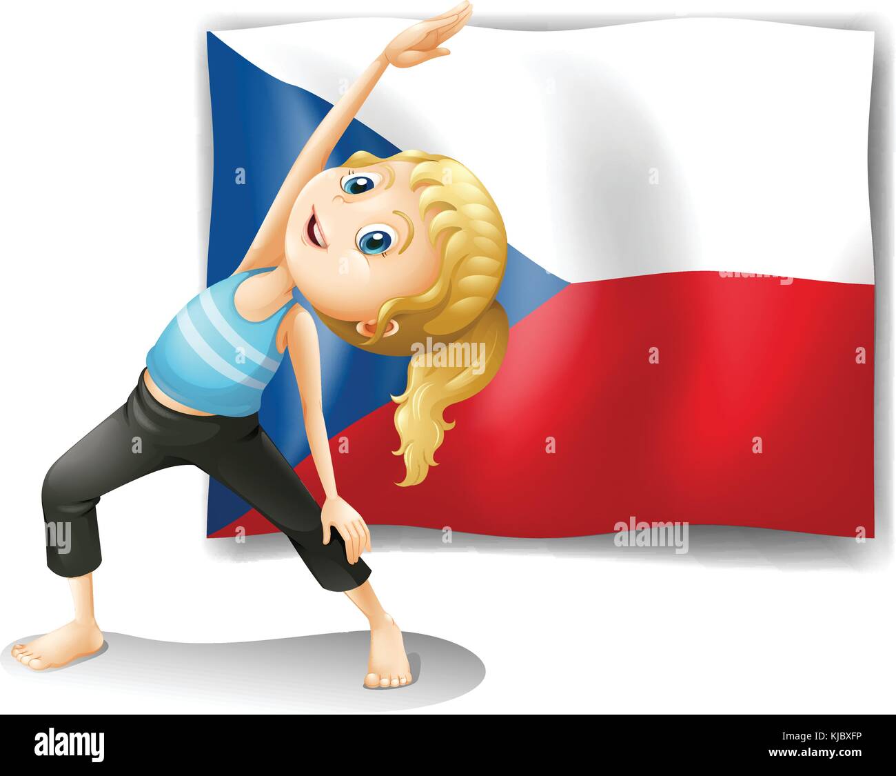 Illustration of the Czech Republic flag with a girl on a white background Stock Vector