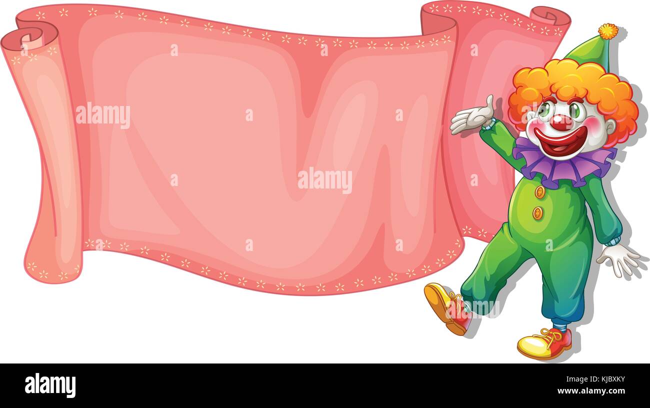 Illustration of a clown with an empty signage on a white background ...