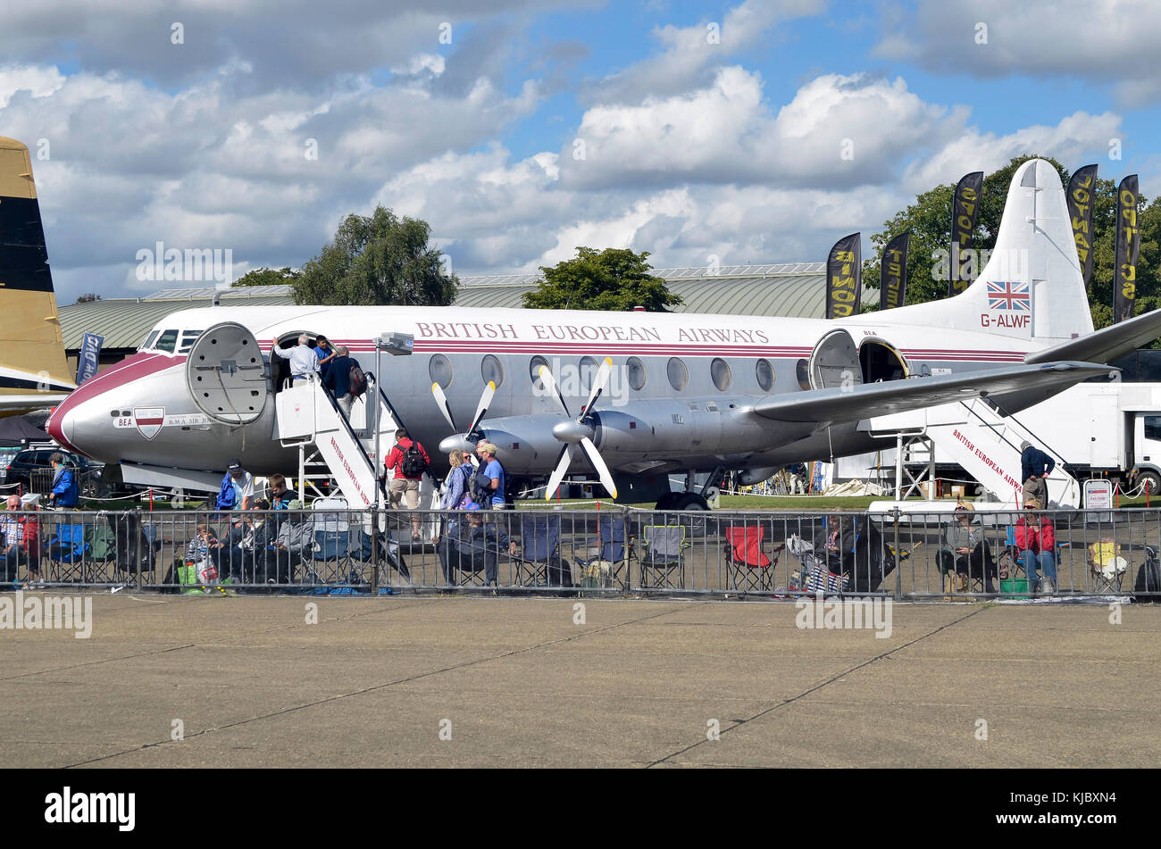 Vickers Viscount, British European Airways, Duxford, UK. Vickers V701 Viscount was flown by BEA from 1953 until 1963. Stock Photo