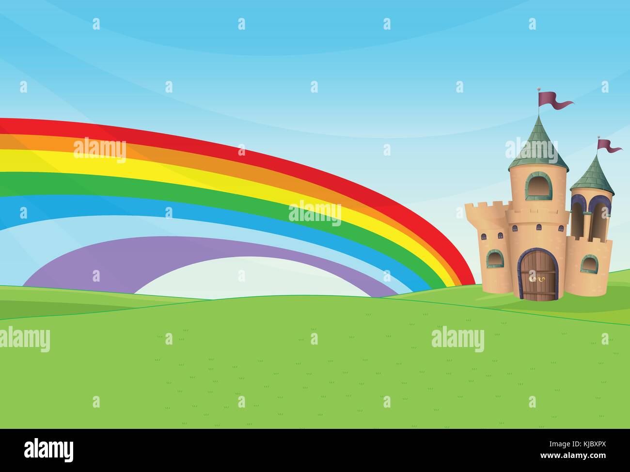 Illustration of a castle and the rainbow Stock Vector