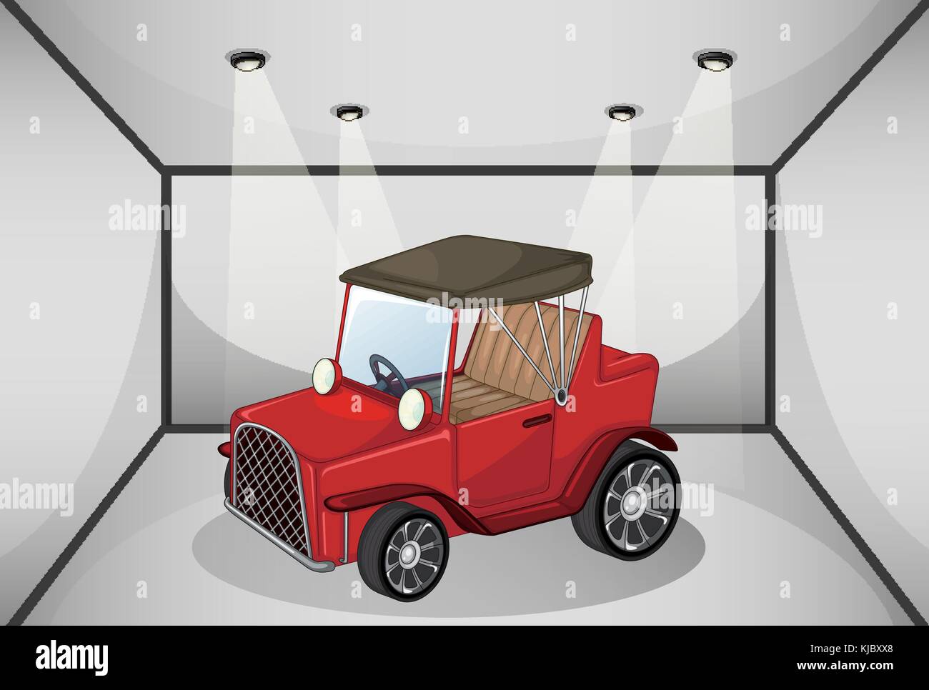 Illustration of a vintage car at the garage Stock Vector