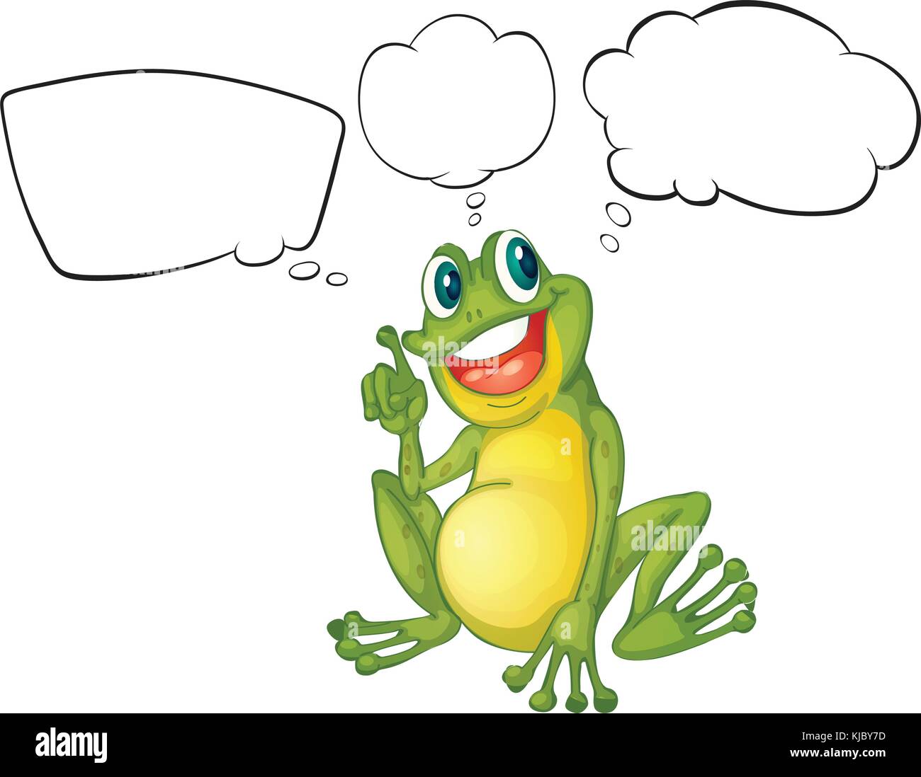 Illustration of a thinking frog on a white background Stock Vector