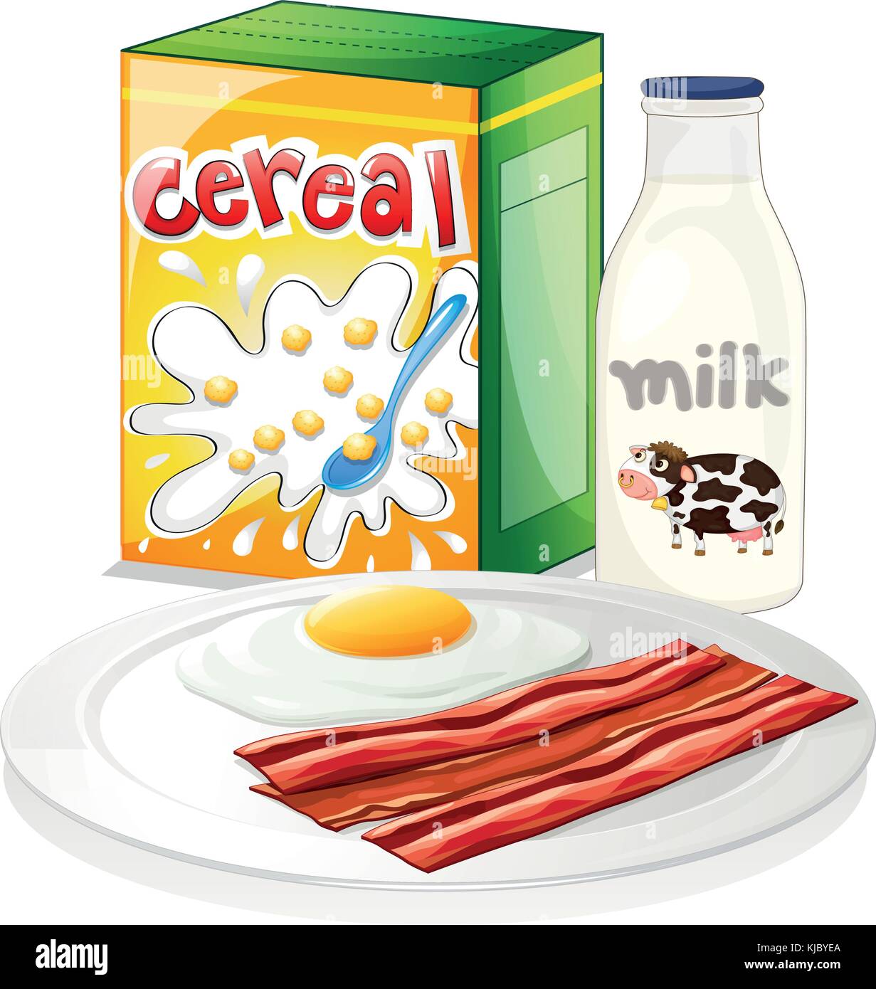 Illustration of a complete breakfast meal on a white background Stock ...