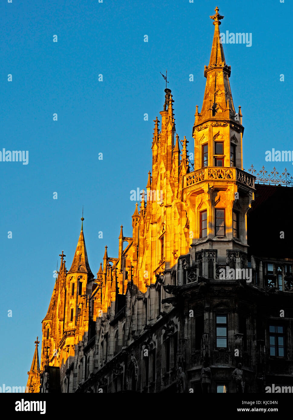 New Town Hall Gothic Revival architecture in the Marienplatz in Munich, Germany. Stock Photo