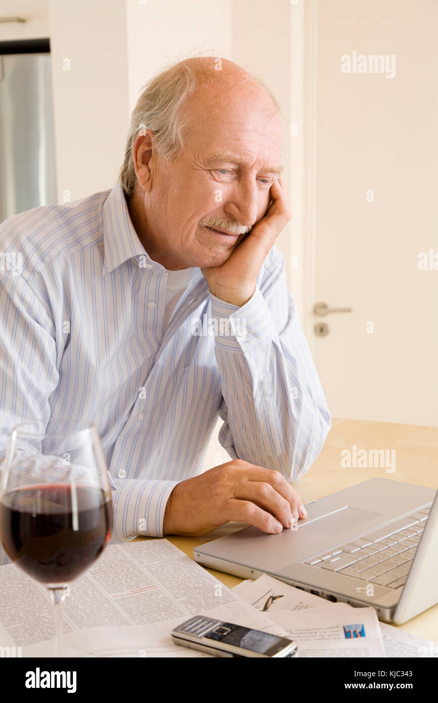 Man Using Laptop Computer Stock Photo - Alamy