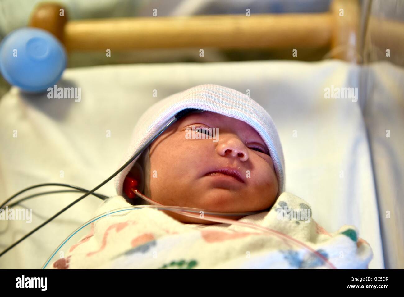 Newborn infant baby hearing test Stock Photo Alamy
