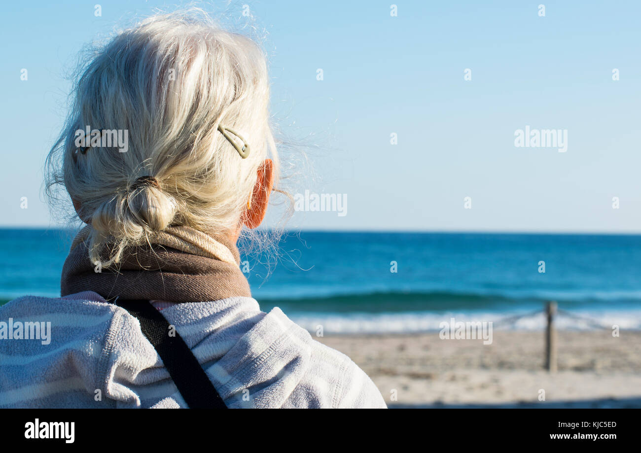 Mature lady on holiday in Spain Stock Photo