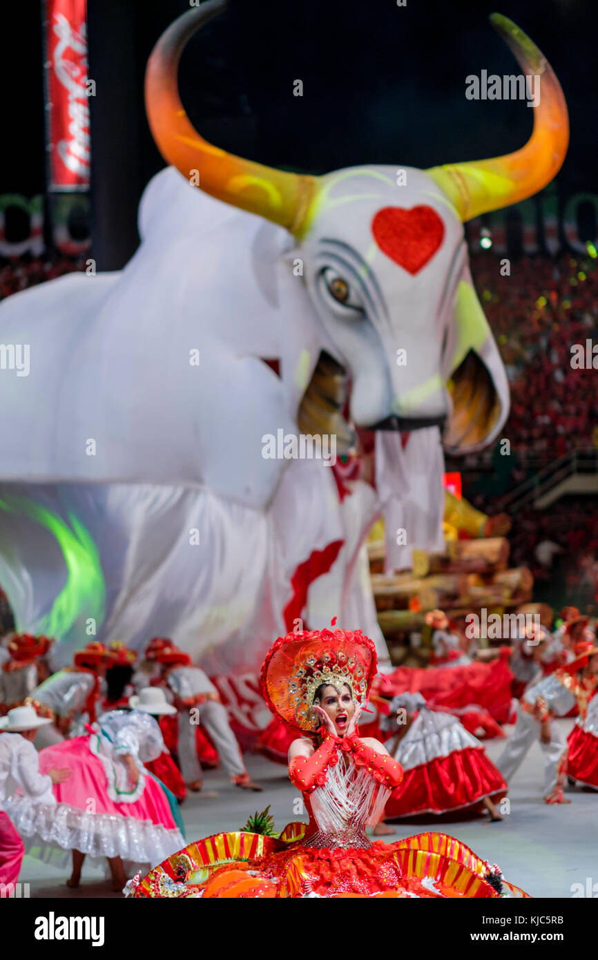 Performers at the Boi Bumba festival in Parintins, Amazonas state, Brazil Stock Photo