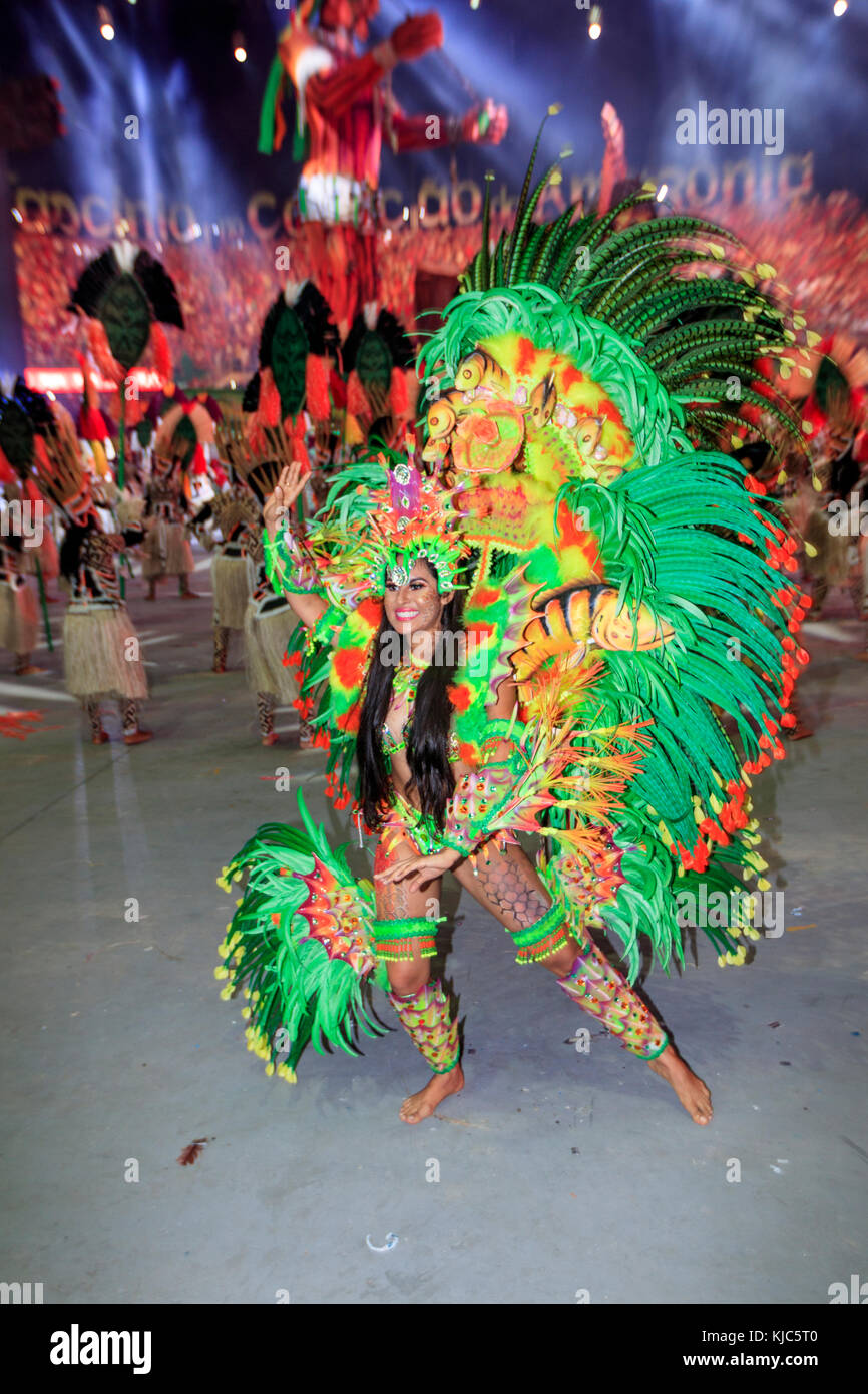 Performers at the Boi Bumba festival in Parintins, Amazonas state, Brazil Stock Photo