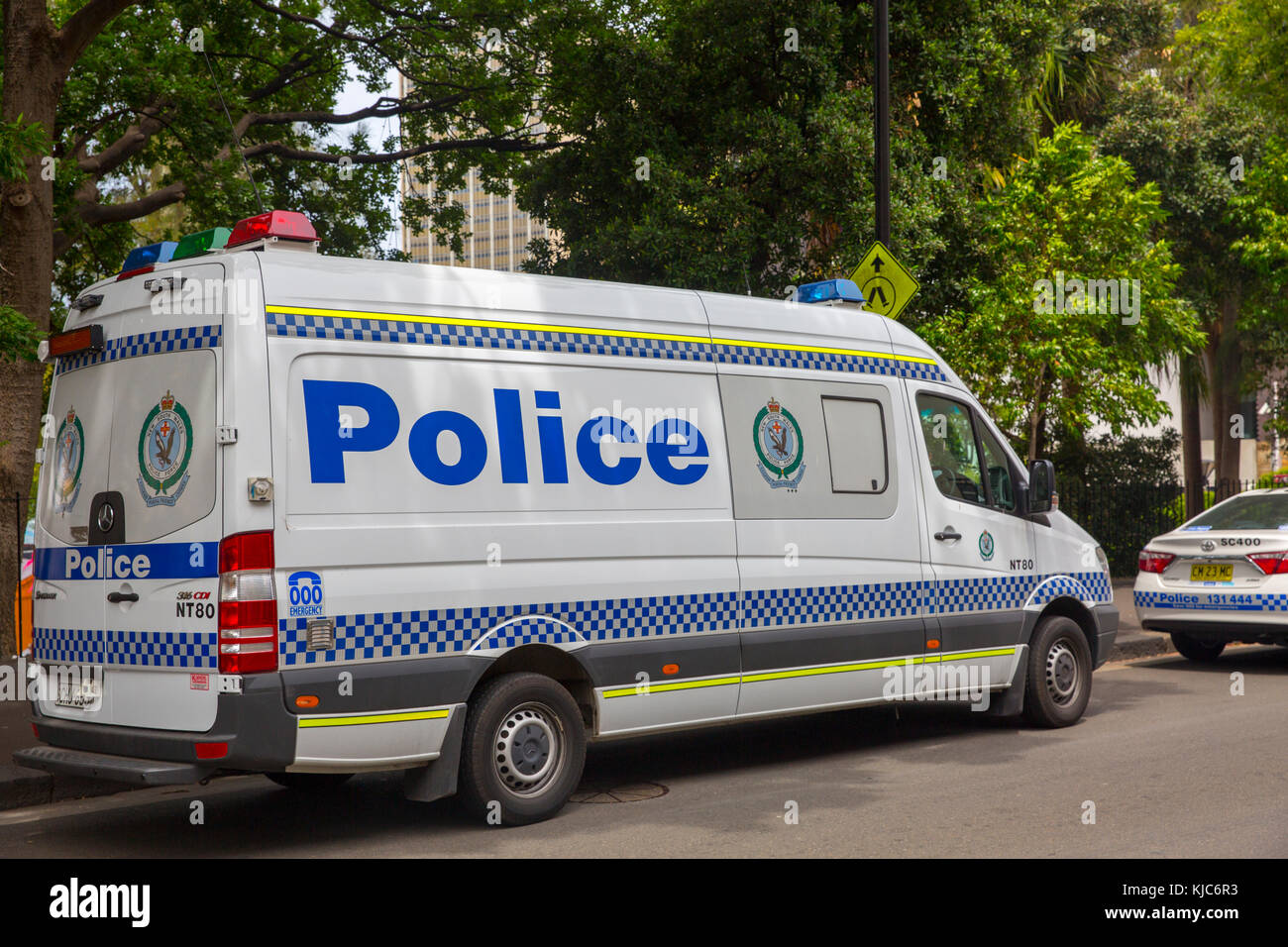 New South Wales police vehicle van in The Rocks area of Sydney,Australia Stock Photo