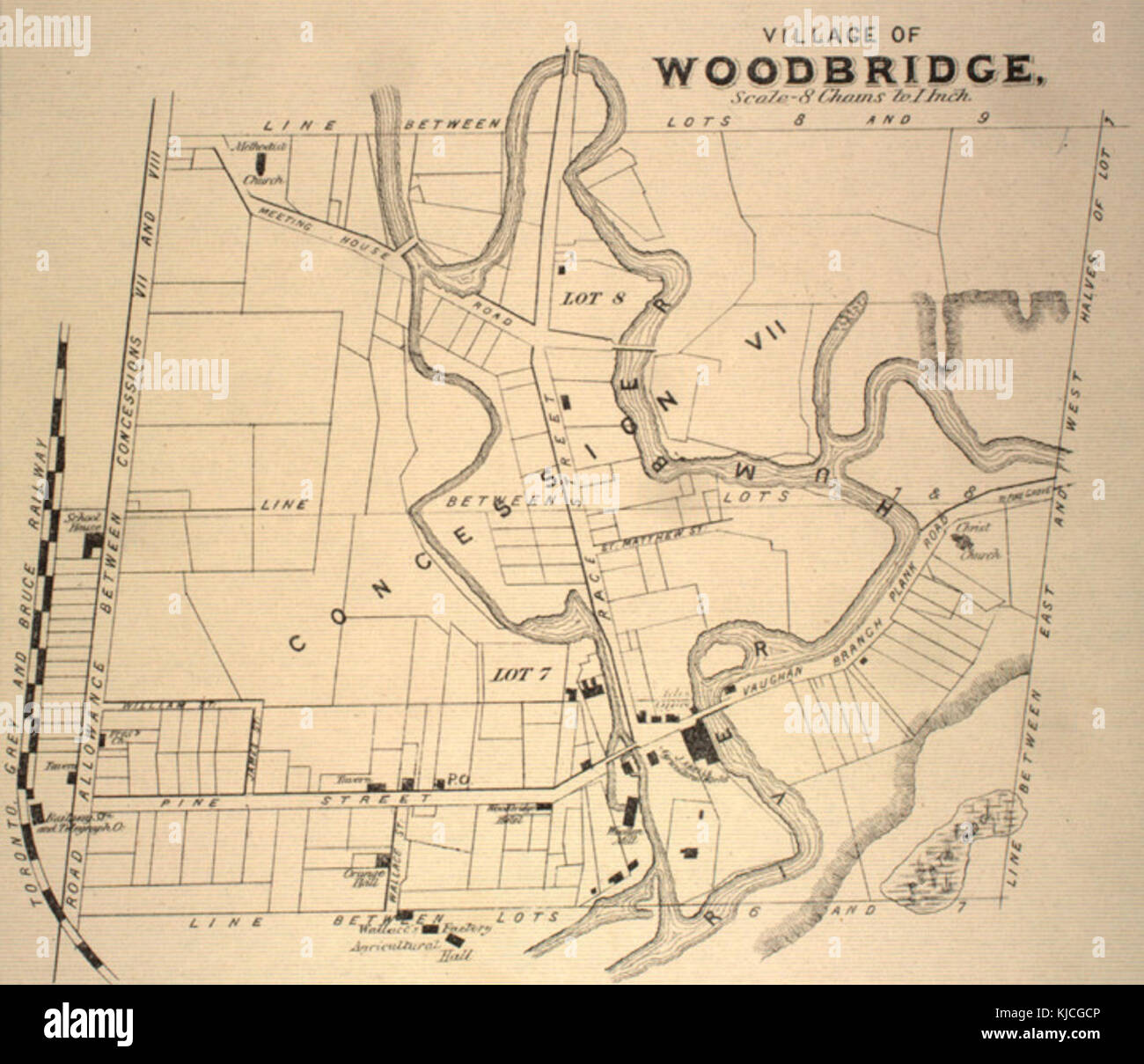 Woodbridge map hi res stock photography - Map Of Woodbridge Ontario 1878 KJCGCP