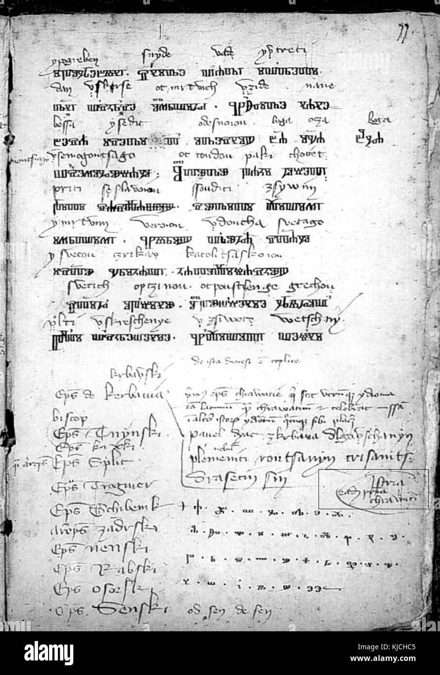 Primus episcopus Chrawacie qui scit utrumgue ydioma, tam latinum quam