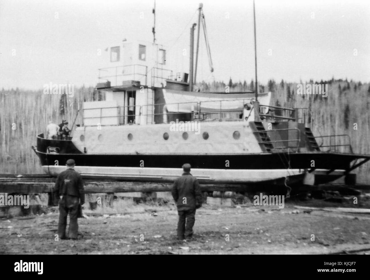 The S.S. Watson Lake being launched on the Peace River Stock Photo Alamy