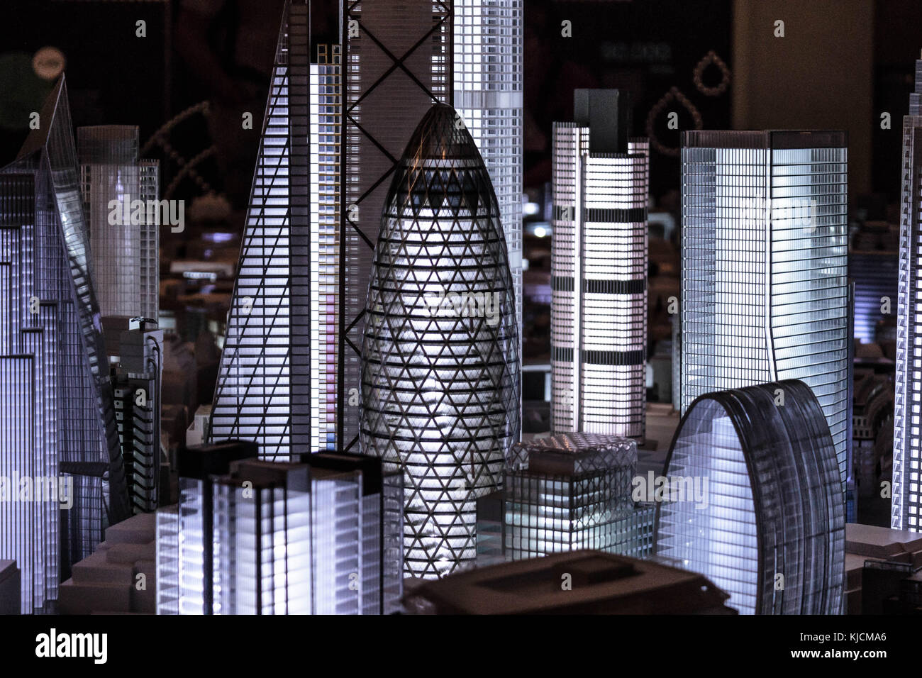 Great archtictural model of the Cluster in the City of London, where amazing architectural constructions take place such as the Gherkin or Lloyd's. Stock Photo
