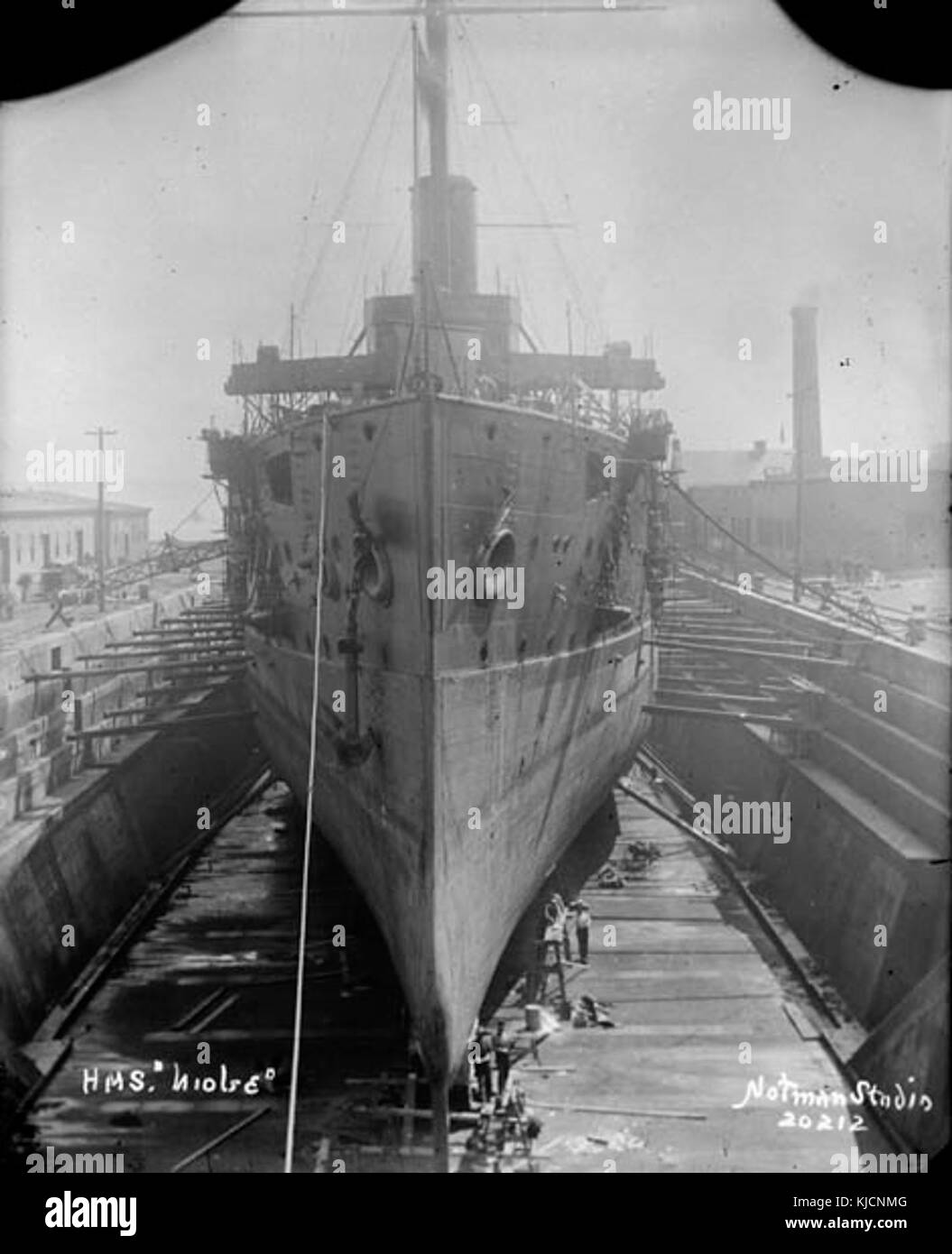 HMS Niobe in drydock LAC 3332976 Stock Photo Alamy