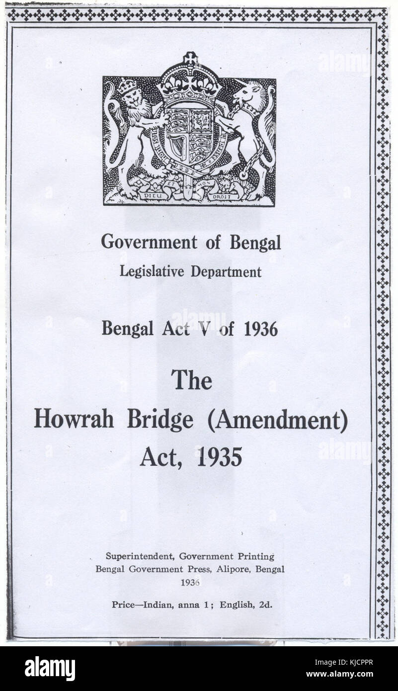 Howrah Bridge Amendment Act, 1935 Stock Photo Alamy
