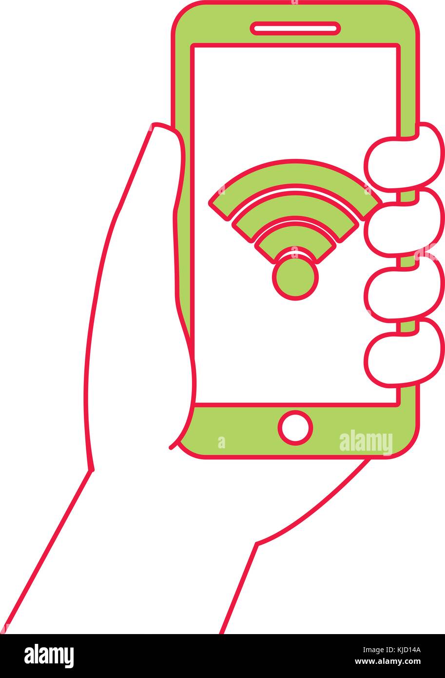 hand holding smartphone gps navigation wifi signal Stock Vector Image ...