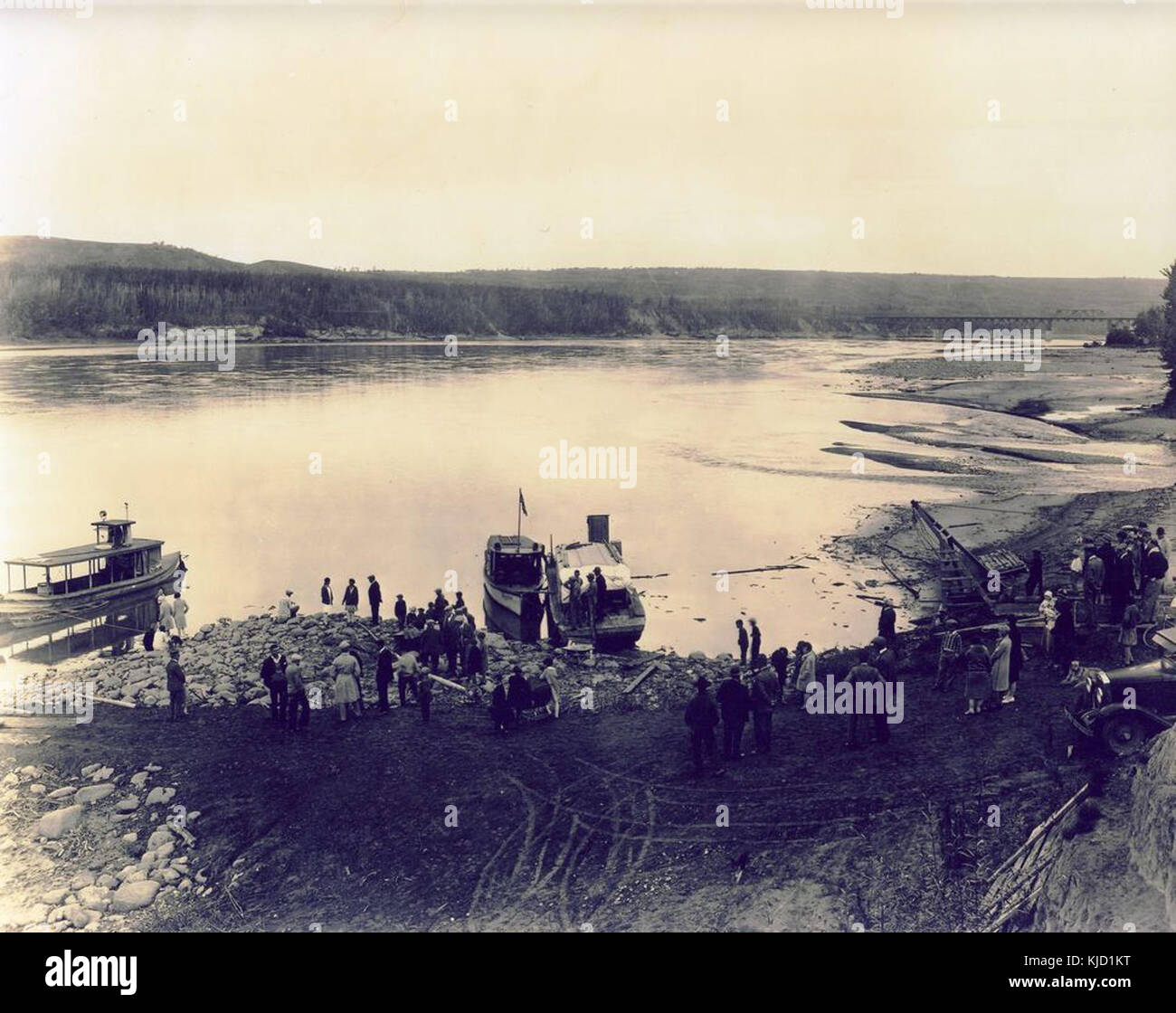 Beulah Boat Company landing area, Peace River Crossing, Alberta Stock Photo