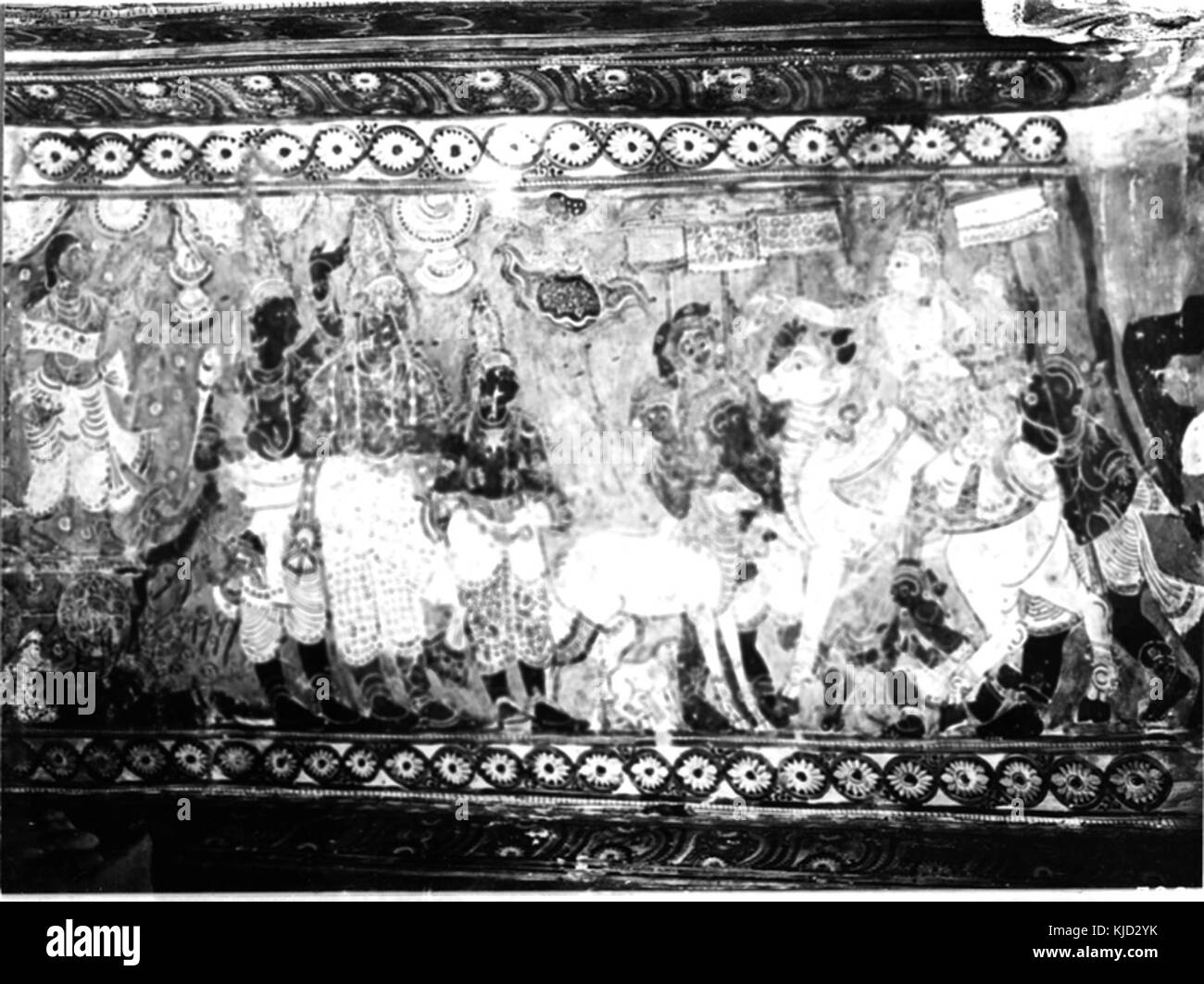 Murals in the Veerabhadra Temple 1949 panel3 Stock Photo