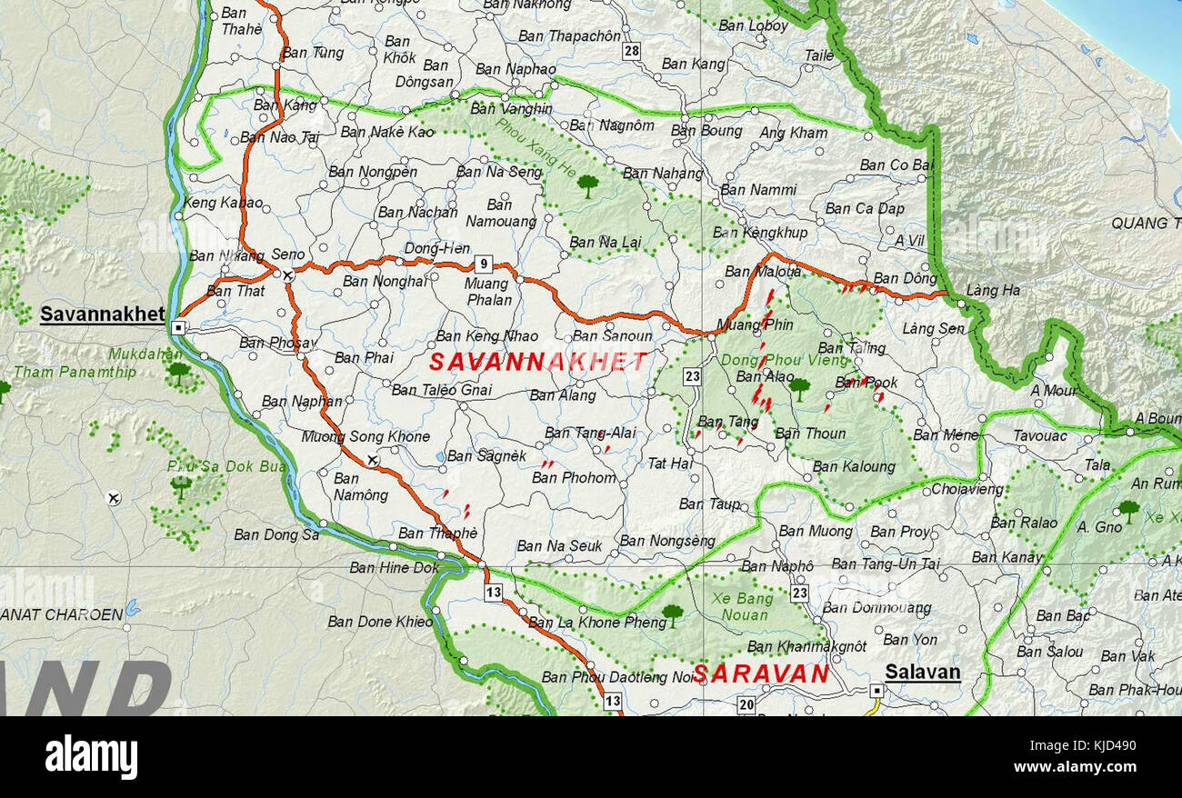 Map of Savannakhet Province, Laos Stock Photo Alamy