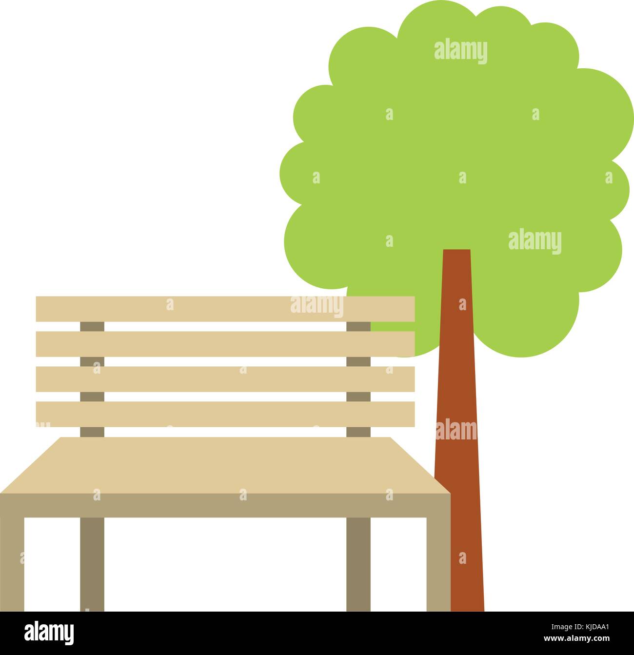 park bench and tree natural landscape Stock Vector Image & Art - Alamy