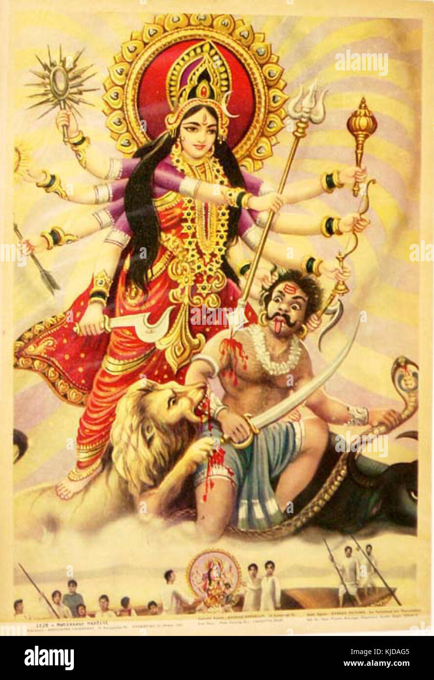 Durga Mahishasura mardini, the slayer of the buffalo demon 2 Stock ...
