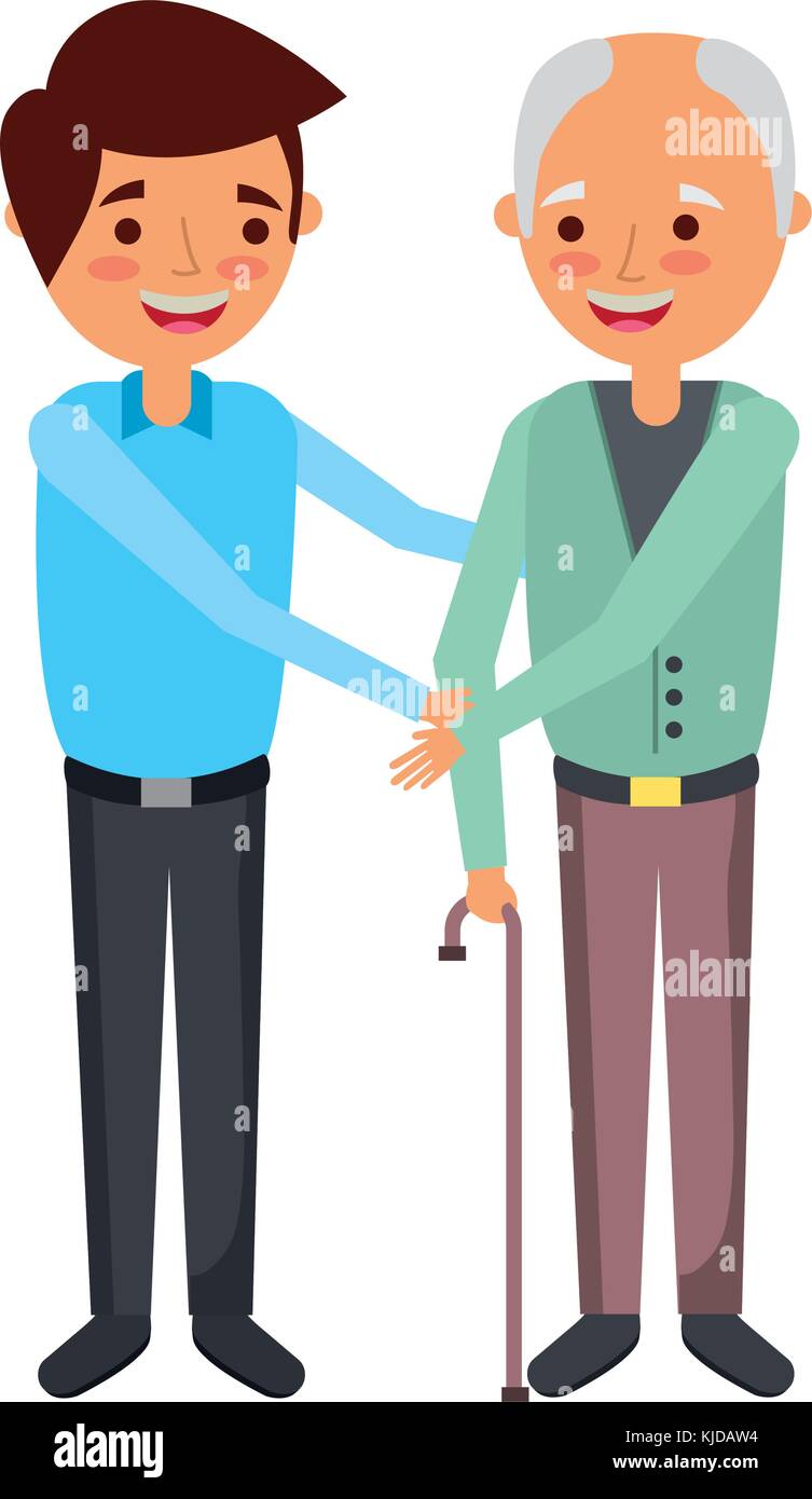 young man with old man holding hands standing Stock Vector Image & Art ...