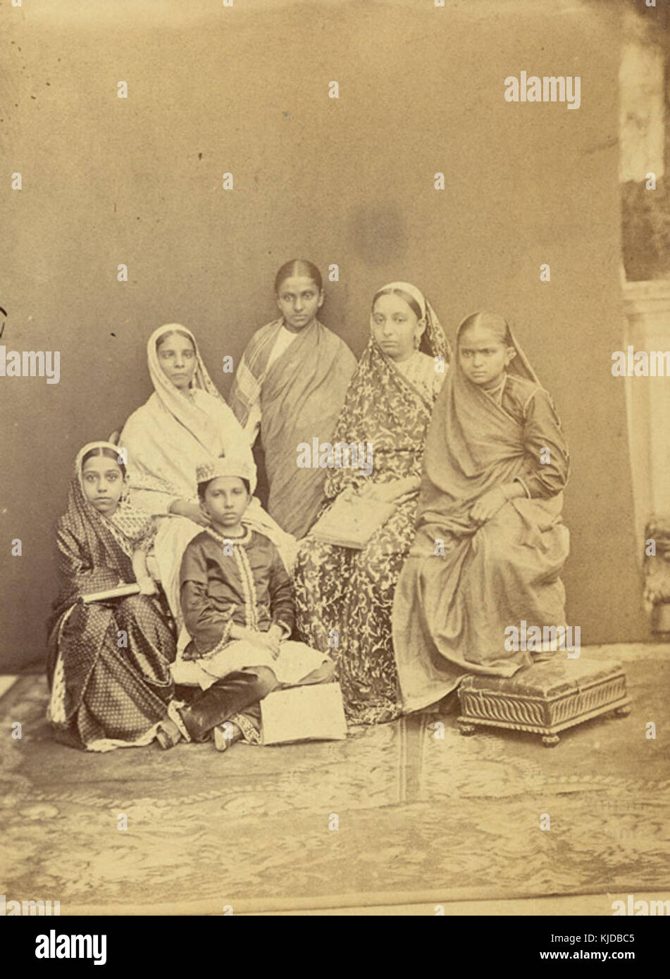 Group of pupils of the Alexandra Native Girls' Institution, Bombay   1873 (1) Stock Photo