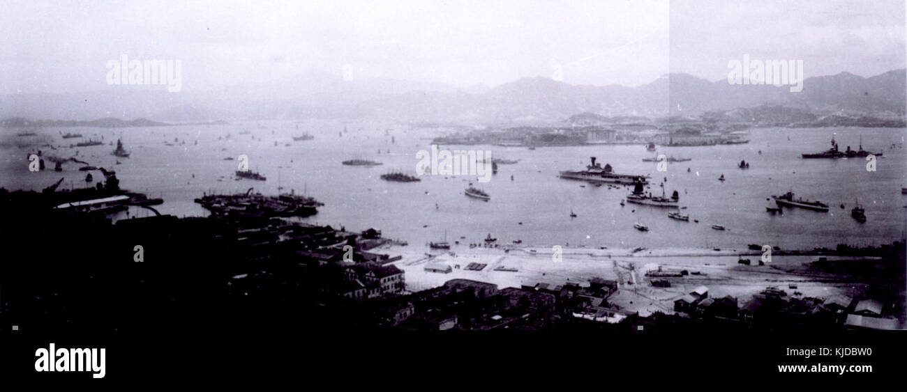 Japanese fleet in Hong Kong 1928 Stock Photo
