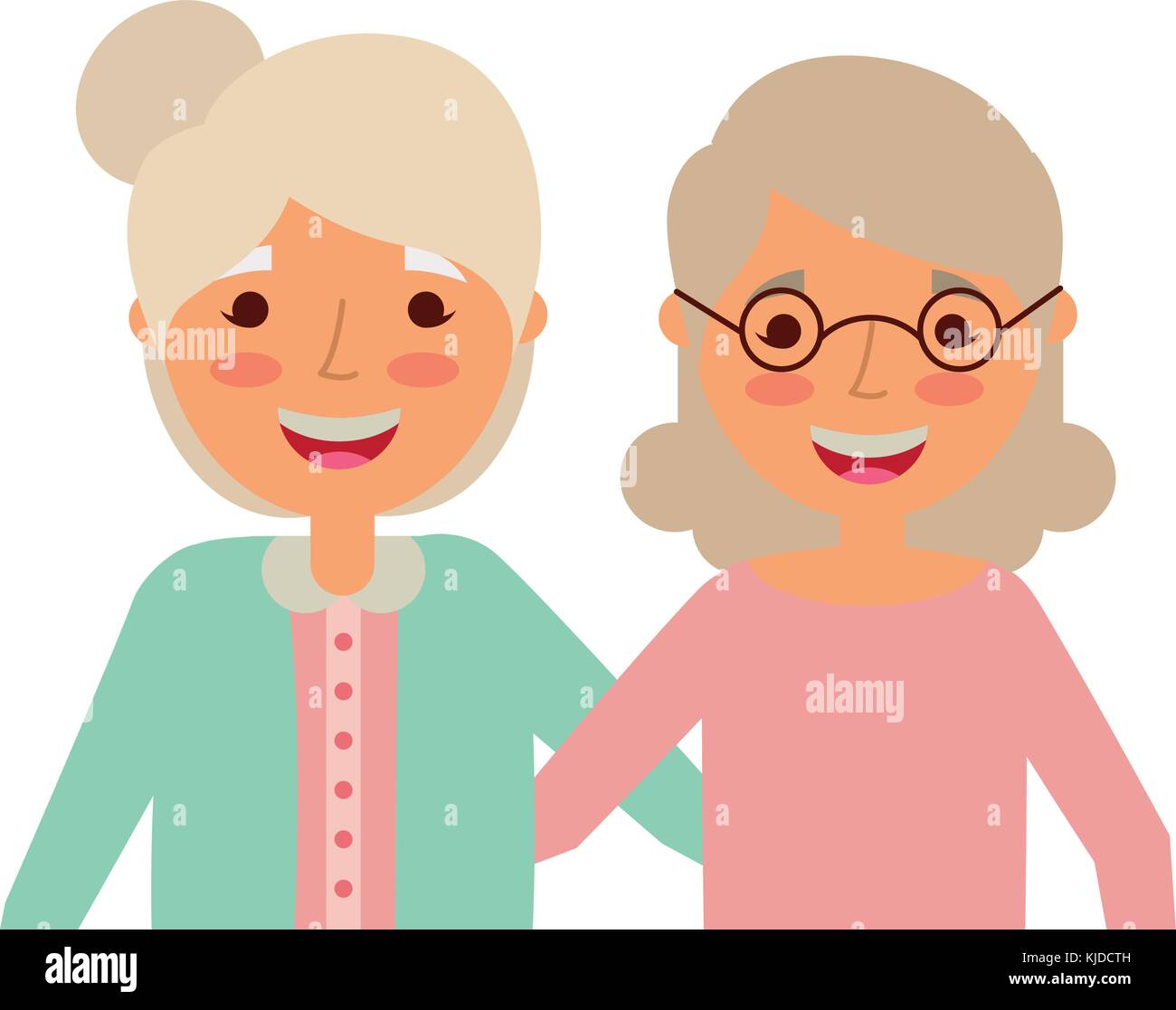 portrait of elderly women frinds together embracing happy Stock Vector