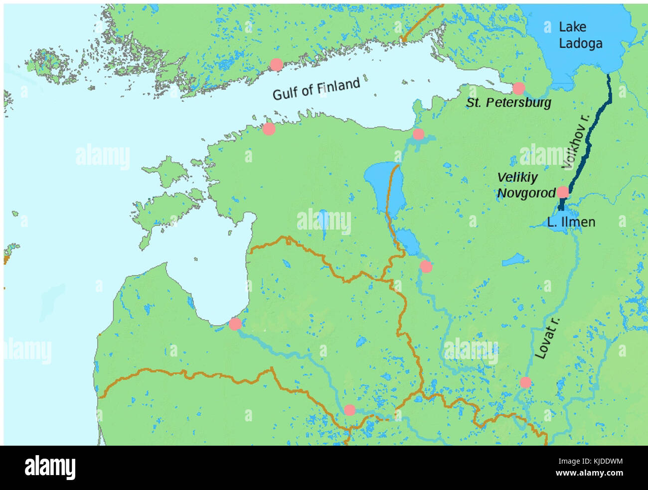 River volkhov localization map Stock Photo - Alamy