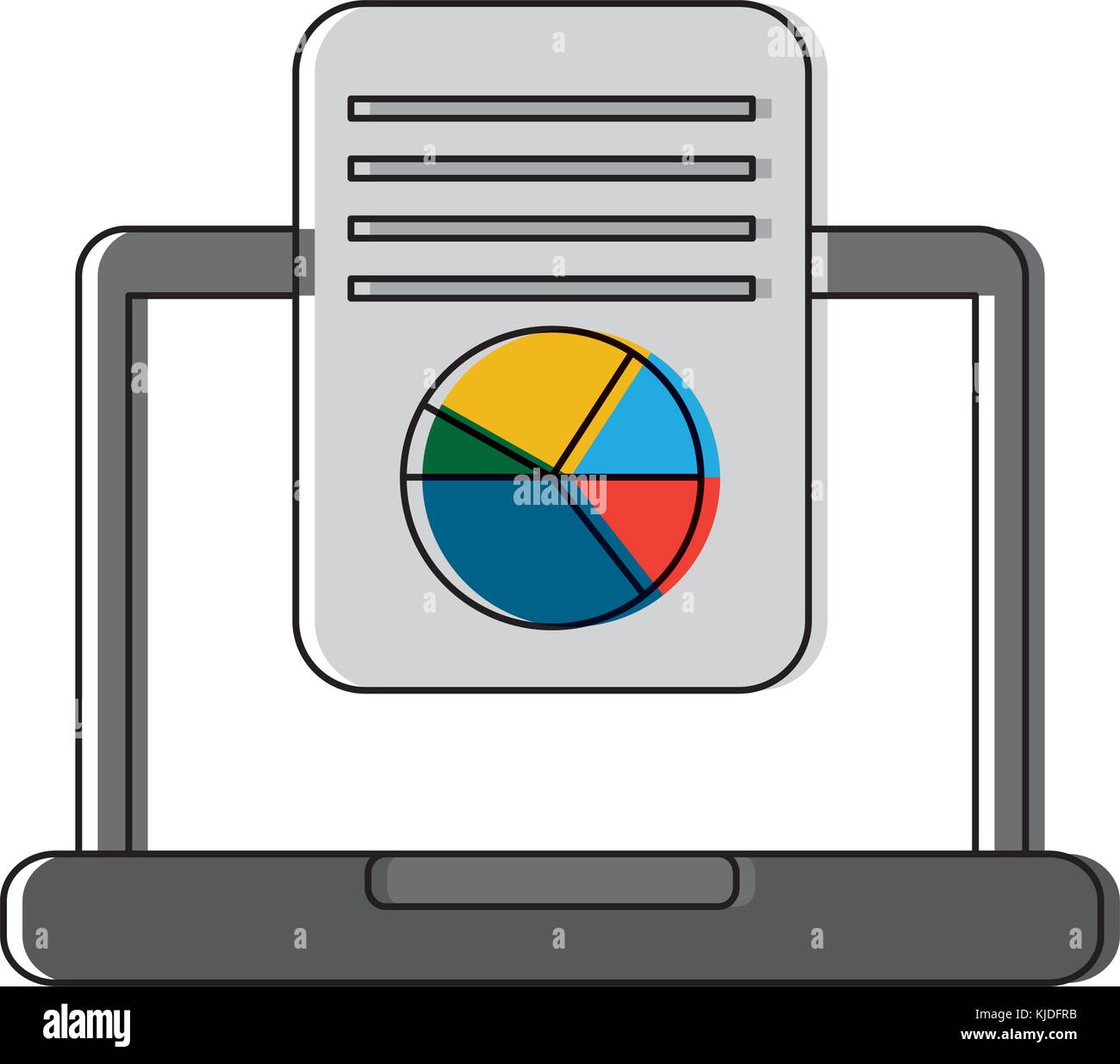 laptop computer screen document file graph diagram Stock Vector Image ...