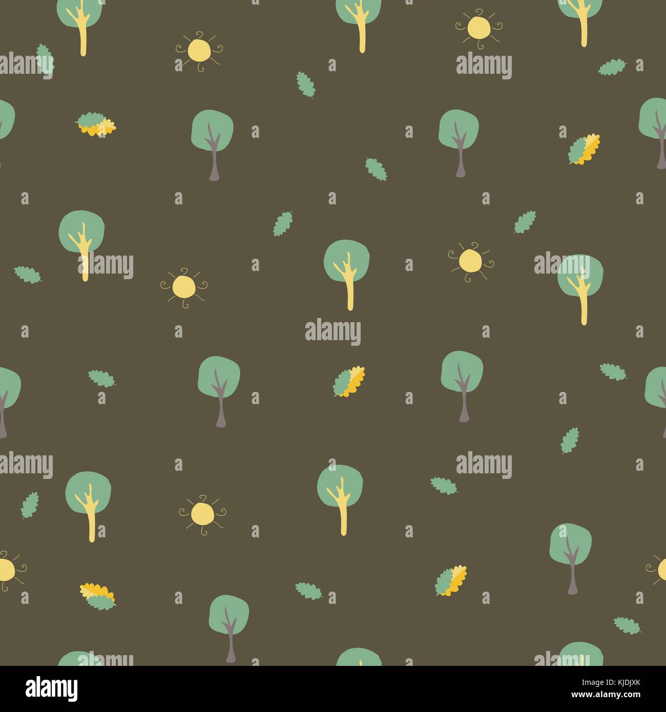Seamless Tree Pattern with green trees and dark green background ...