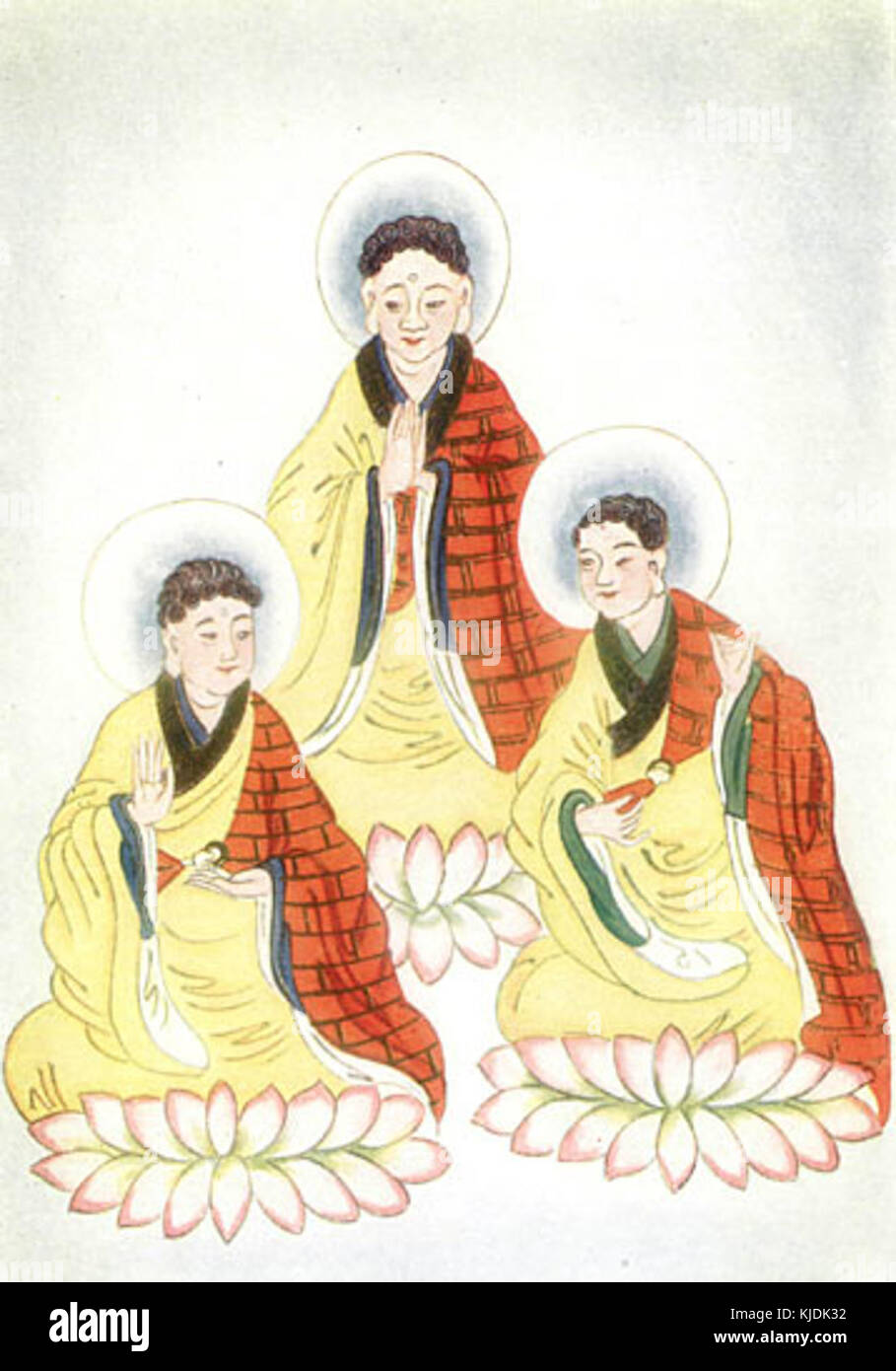 Vintage illustration of buddhist triad hi-res stock photography and ...