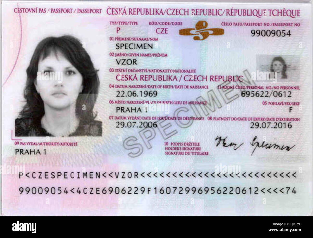 Czech Passport 06 Mrz Data Stock Photo Alamy