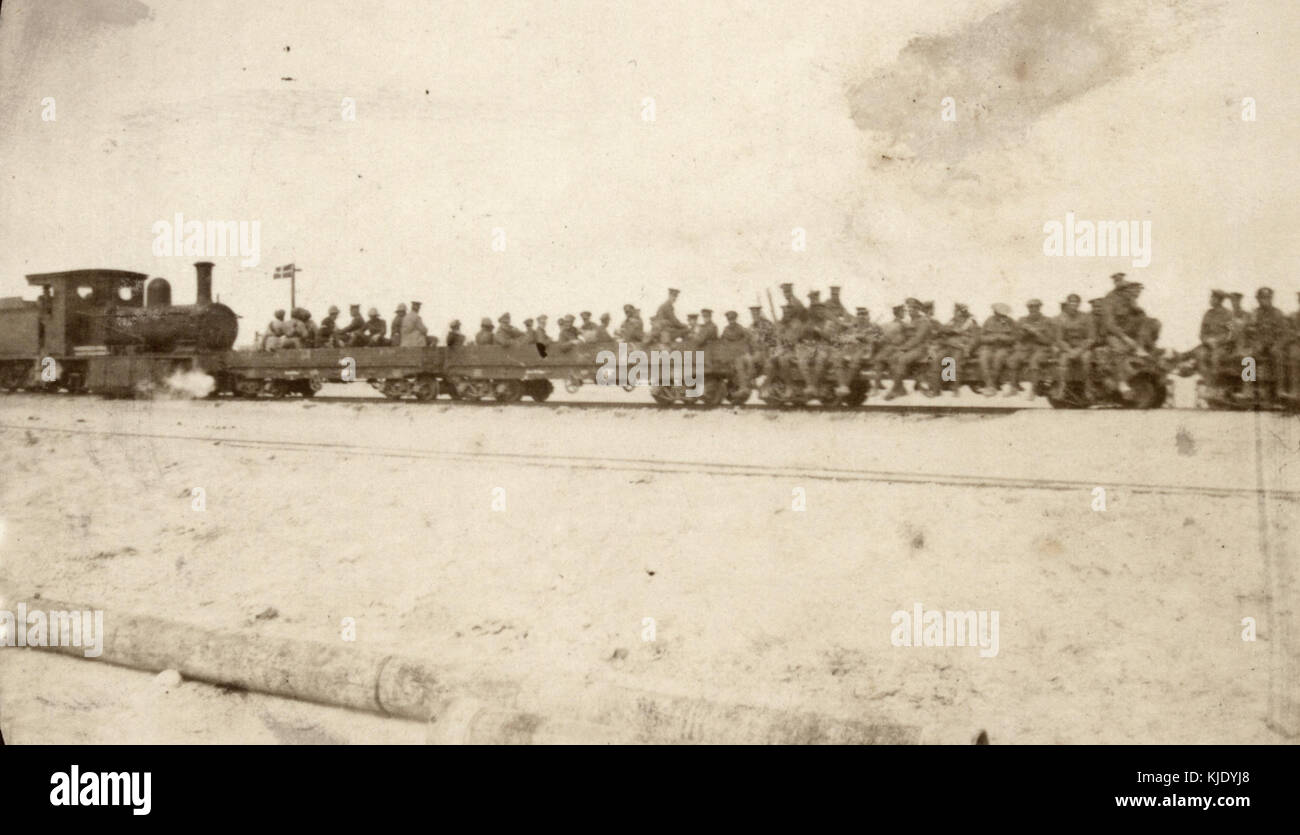 Light railway with British soldiers in Egypt, 1916 Stock Photo - Alamy