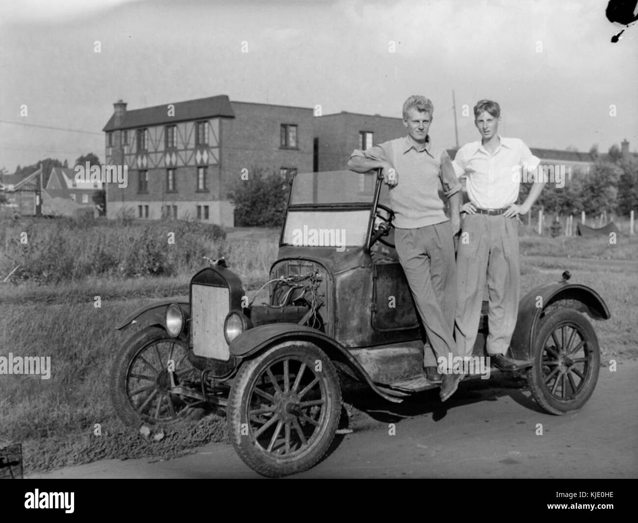 This photograph features the iconic Ford Model T, a revolutionary car that transformed the automobile industry in the early 20th century. The image captures the Model T's design and its impact on transportation history. Stock Photo
