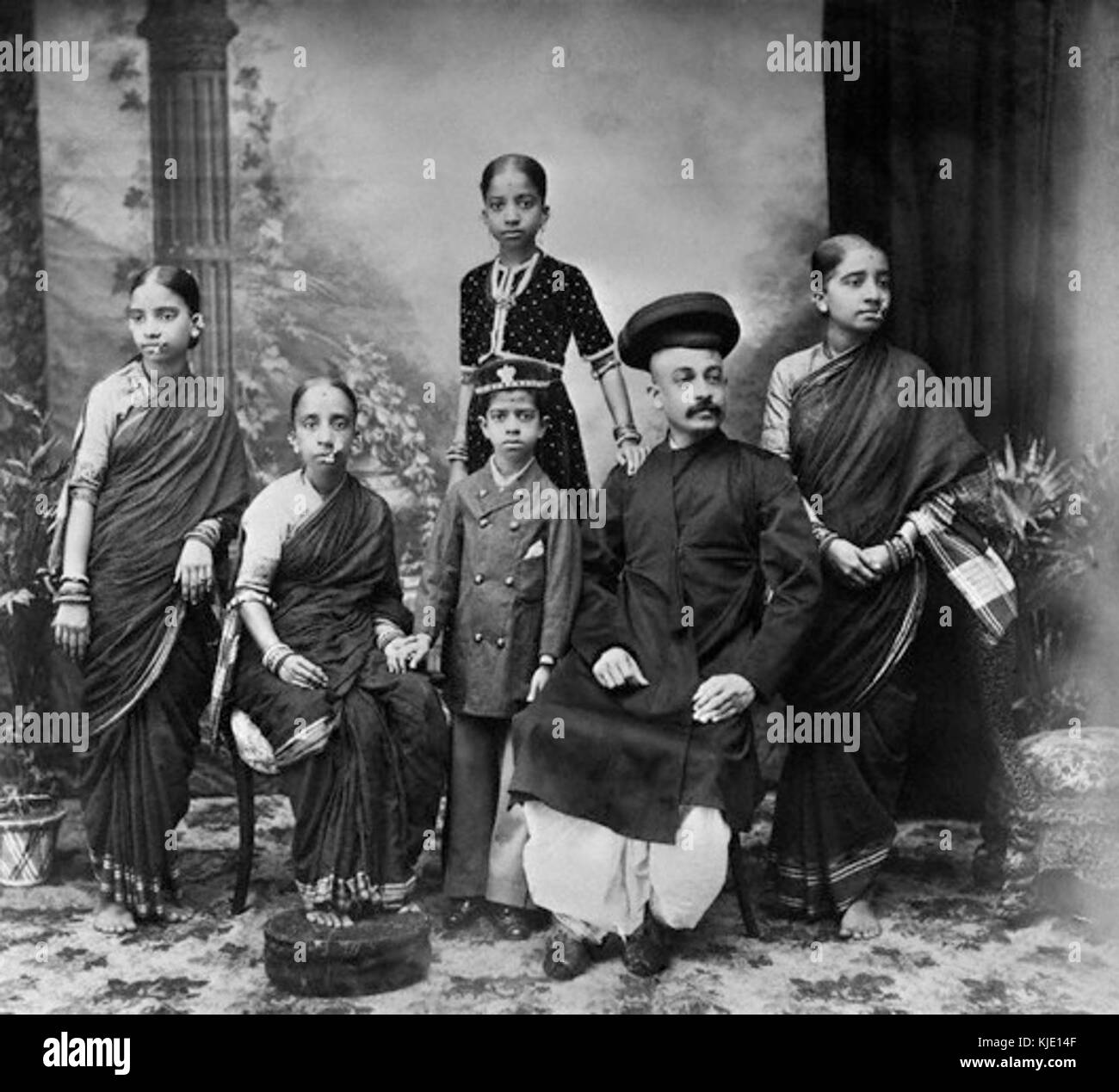 Family of Brahmins in the late 19th century Stock Photo