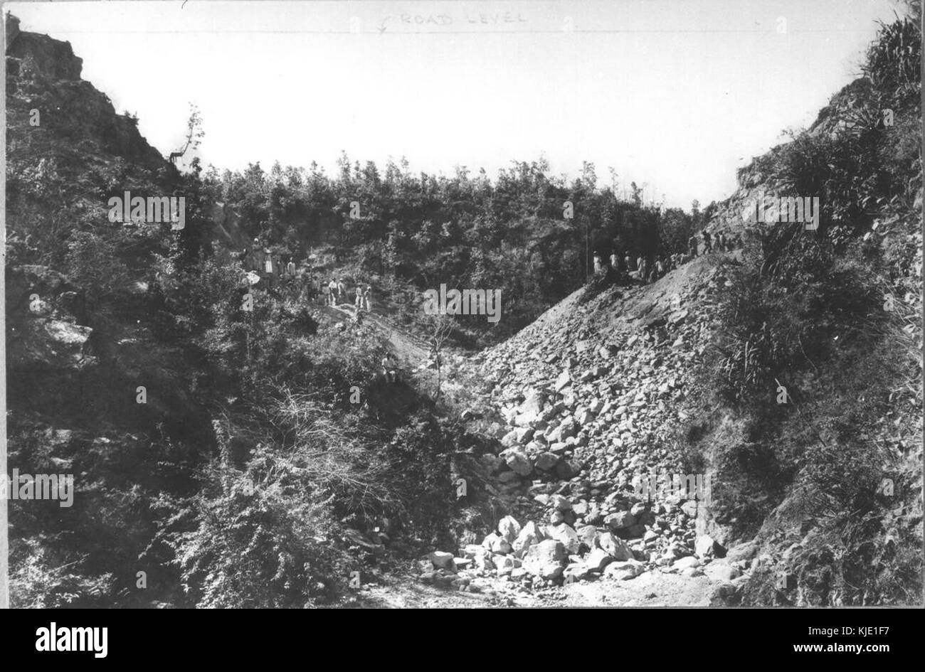 Ravine in Dehra Dun after the rock cutting for the abutments of the Kalagarh Bridge Stock Photo