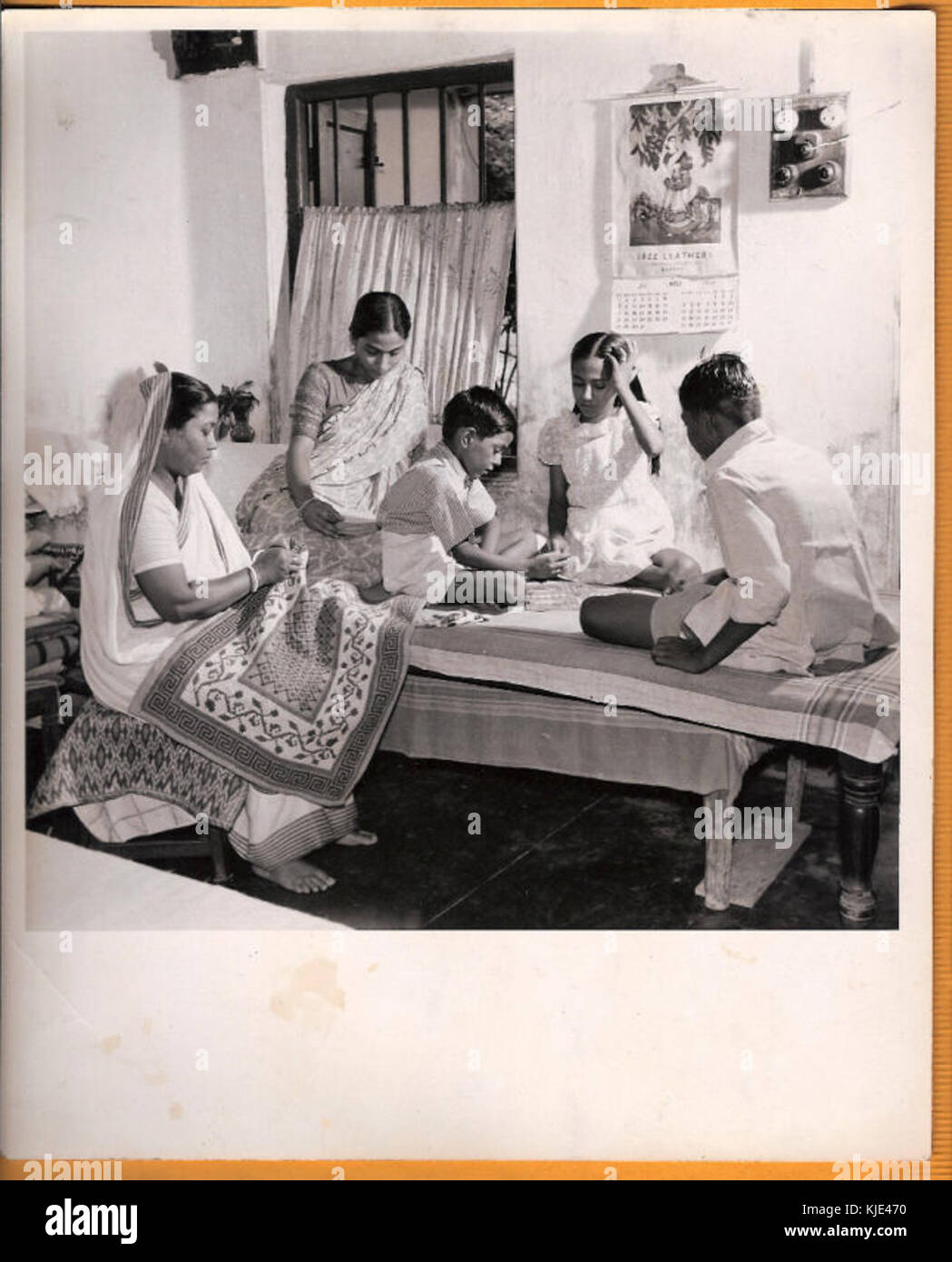 1957 photo of the family of a Tata Iron & Steel Co. employee in Jamshedpur Stock Photo