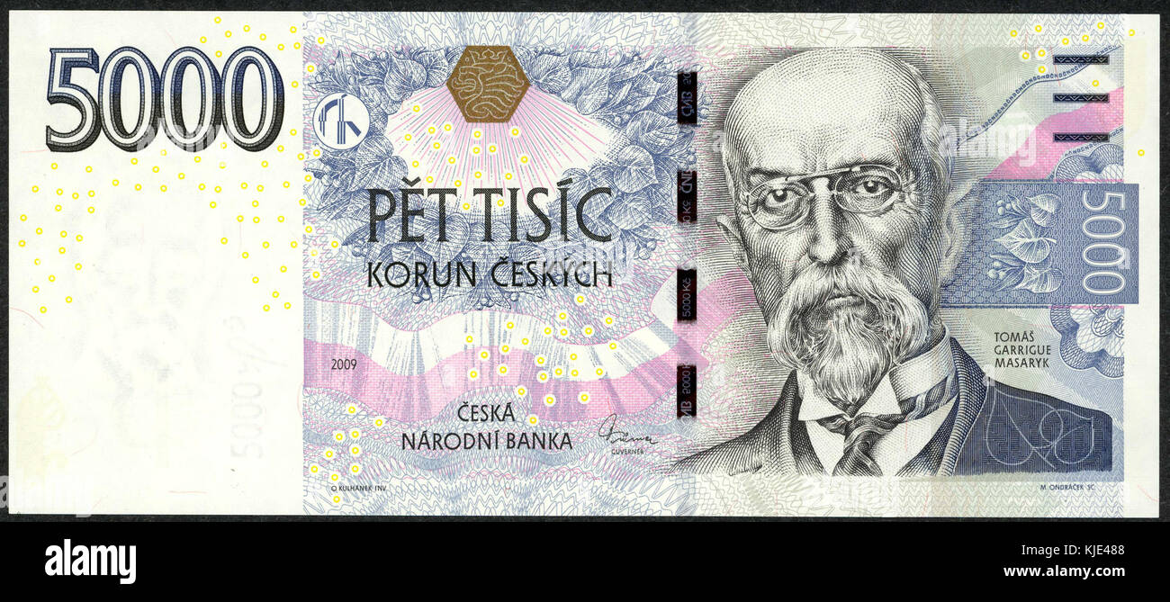 5 000 czk note 2009 Stock Photo