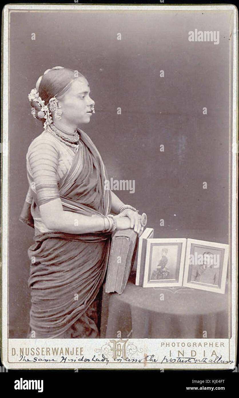 Vintage portrait of an upper caste married woman from Bombay Stock Photo
