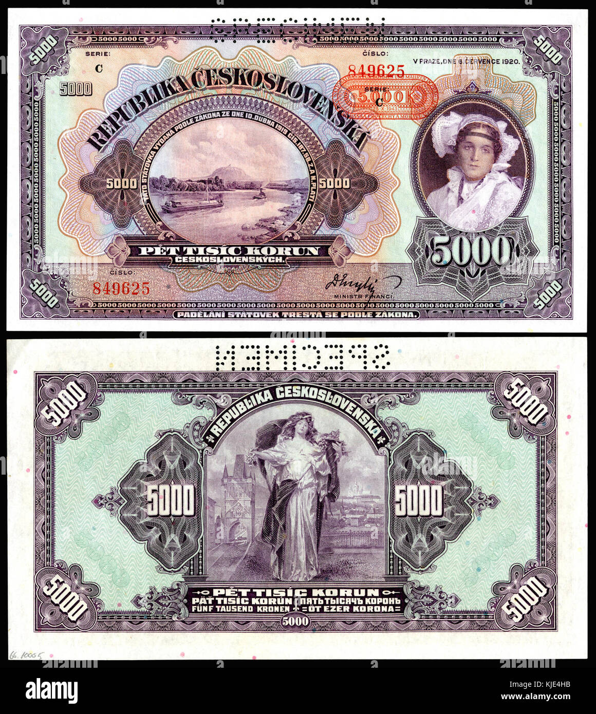 BOH&MOR 16 Protectorate of Bohemia and Moravia 5000 Korun (1943) Stock Photo