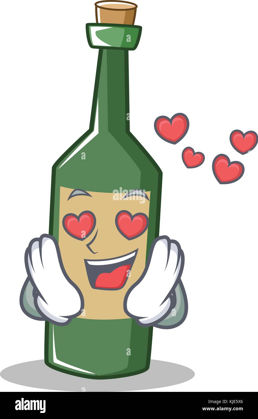 In Love Wine Bottle Character Cartoon Stock Vector Image Art Alamy