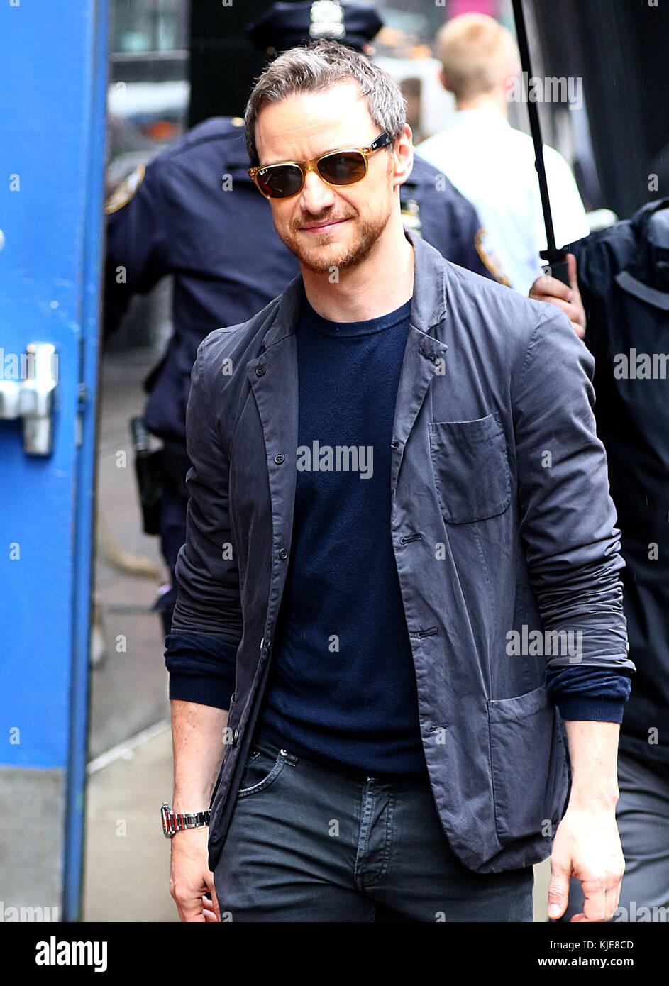 NEW YORK, NY MAY 24 James McAvoy is seen on the set of 'Good Morning